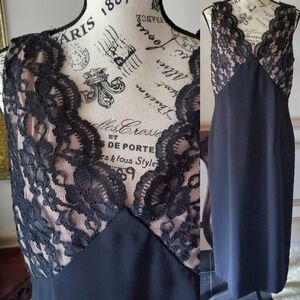 Vintage Maggy London Black Lace Bodice Cocktail Dress